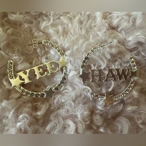 Yee Haw Hoops in Silver With Clear Crystal by Understated Leather